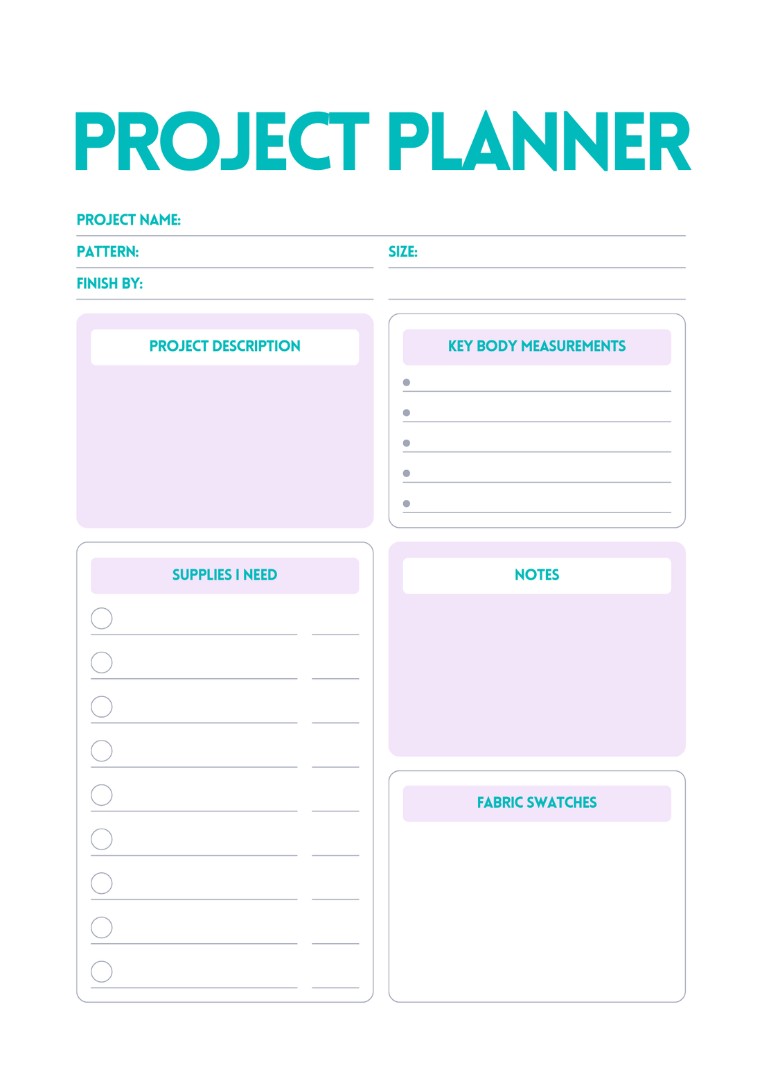 Free Sewing Project Planner
